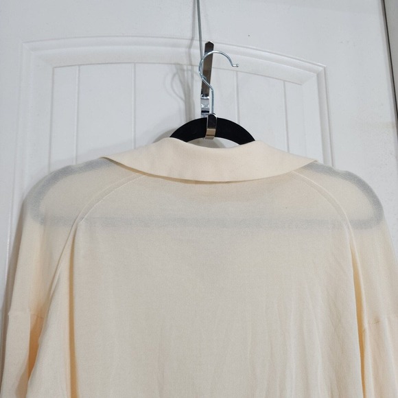 Theory Womens Sweater Bristol Cotton Polo Pullover Beige Parchment Knit Size M - Picture 9 of 11